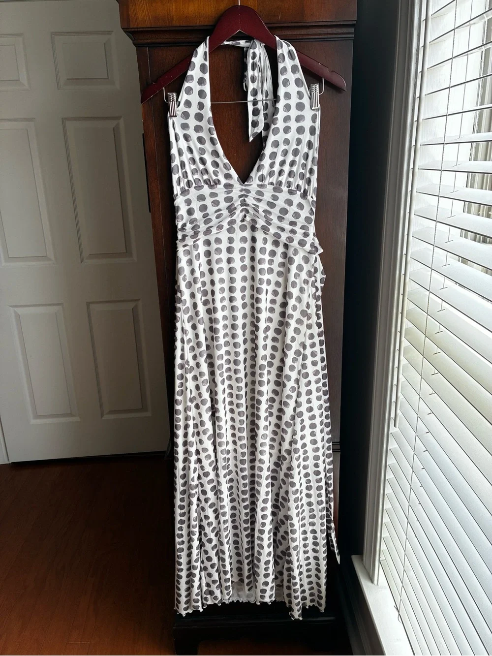 Viral TikTok Polka Dot Halter Maxi Dress M - Picture 4 of 10